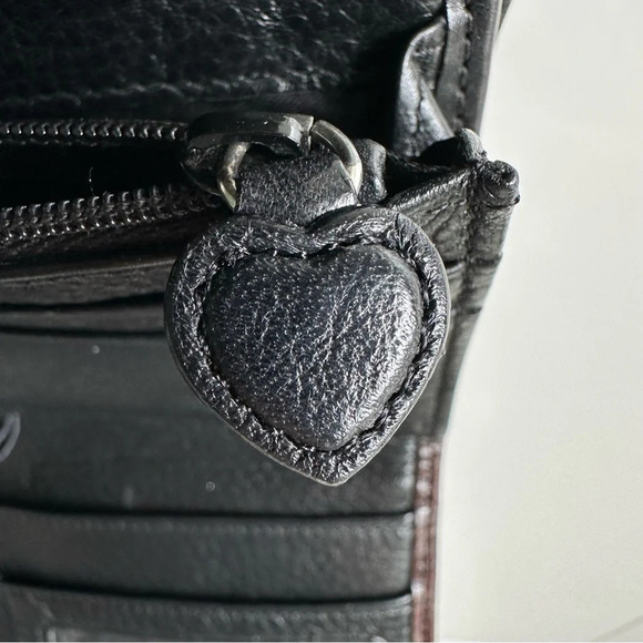 Brighton Leather WOC Black Faux Crocodile Cross Body Adjustable Strap Pockets - Picture 6 of 14